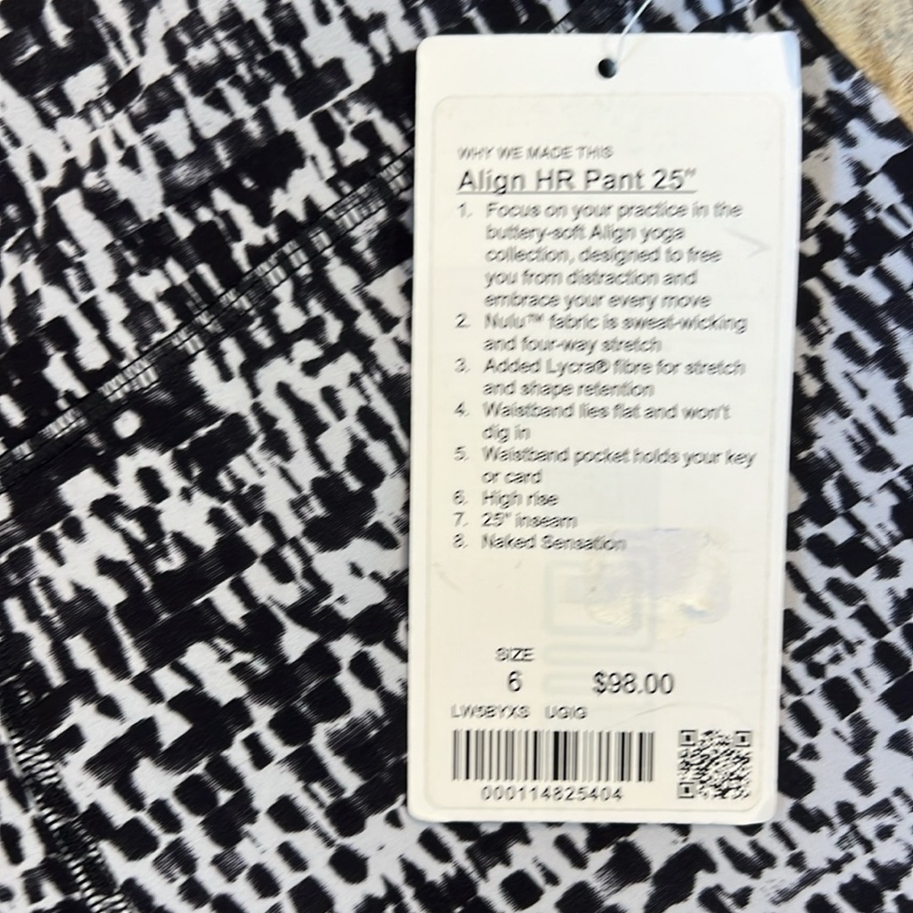 lululemon Align HR Pant 25” Urban Block Ice Grey Black Size 6 W5BYXS - Picture 8 of 8